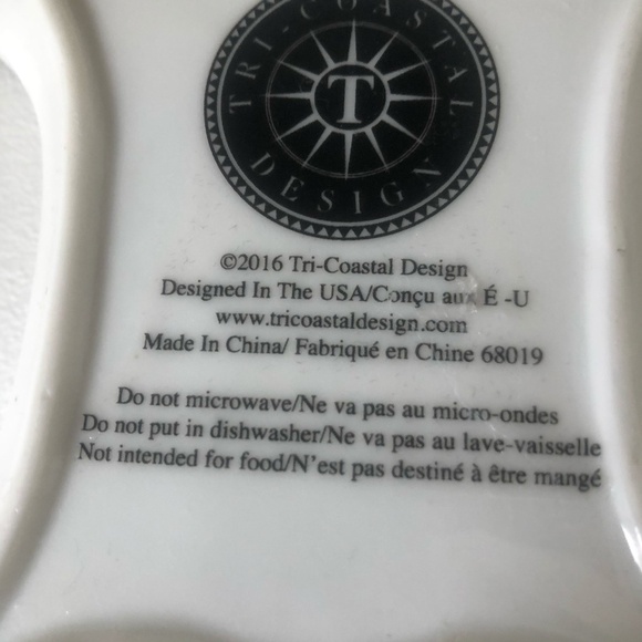 TRI-COASTAL DESIGN GOLD/WHITE ANIMAL RUG DESIGN CERAMIC TRINKET DISH - Picture 4 of 4